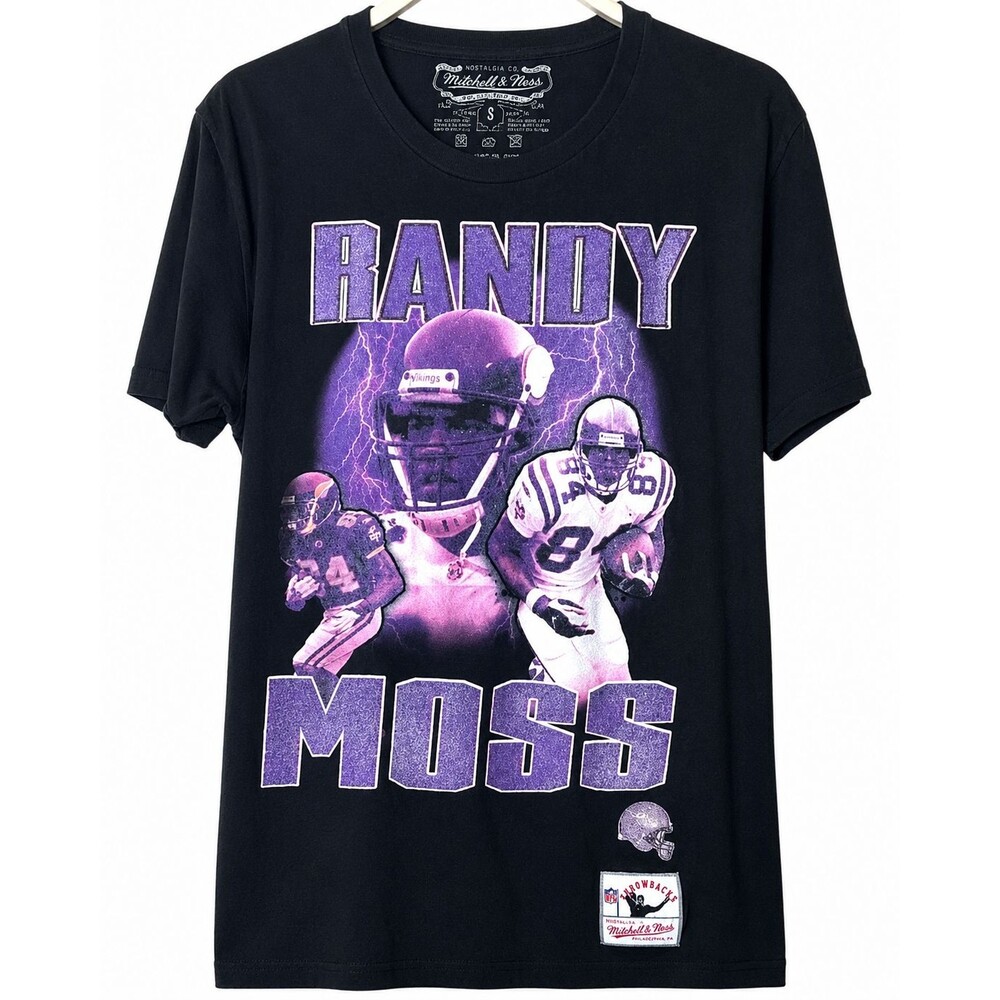 Mitchell & Ness Randy Moss Vikings Throwback Graphic T Shirt Mens Small